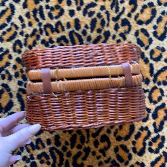 Vintage Bags Vintage Picnic Basket Purse With Stripes One Side